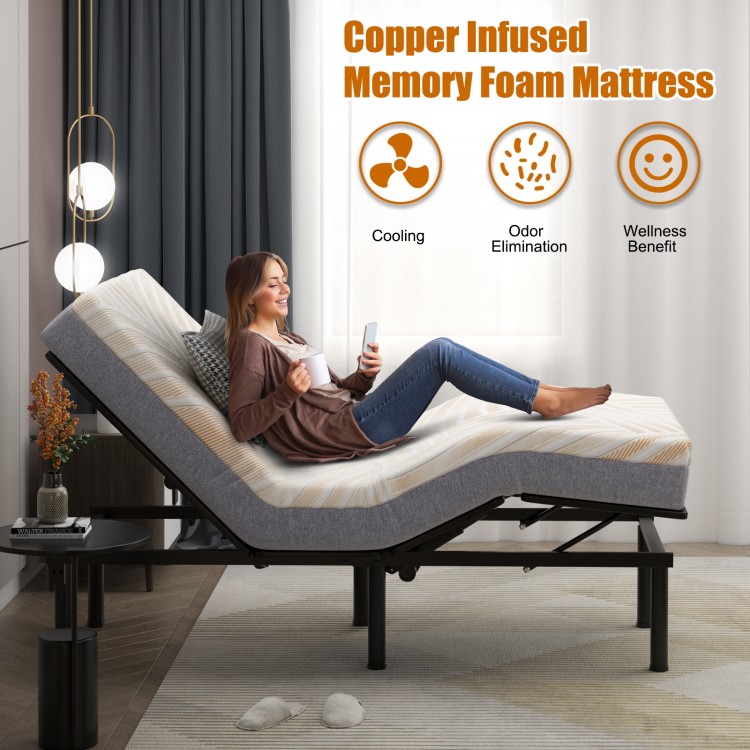 Twin size memory foam mattress with jacquard cover, copper infused for cooling and odor elimination, ideal for.