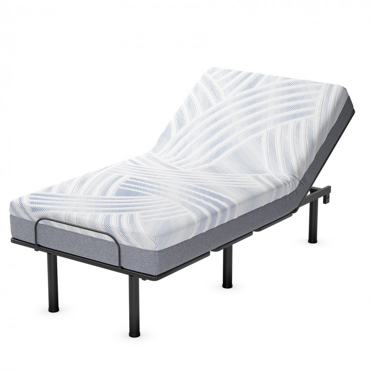 Side view of the 8-inch Twin XL cooling adjustable bed memory foam mattress featuring breathable ice silk cover and gel.