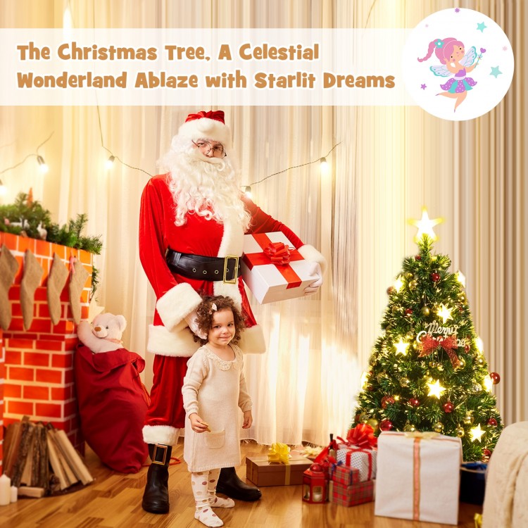Prelit fiber optic Christmas tree with warm white lights, 4 ft tall, perfect for festive home decor and celebrations.