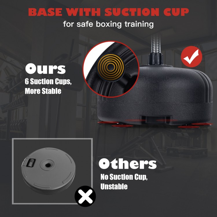 Base of the adjustable freestanding punching bag with 6 suction cups for enhanced stability during boxing training.