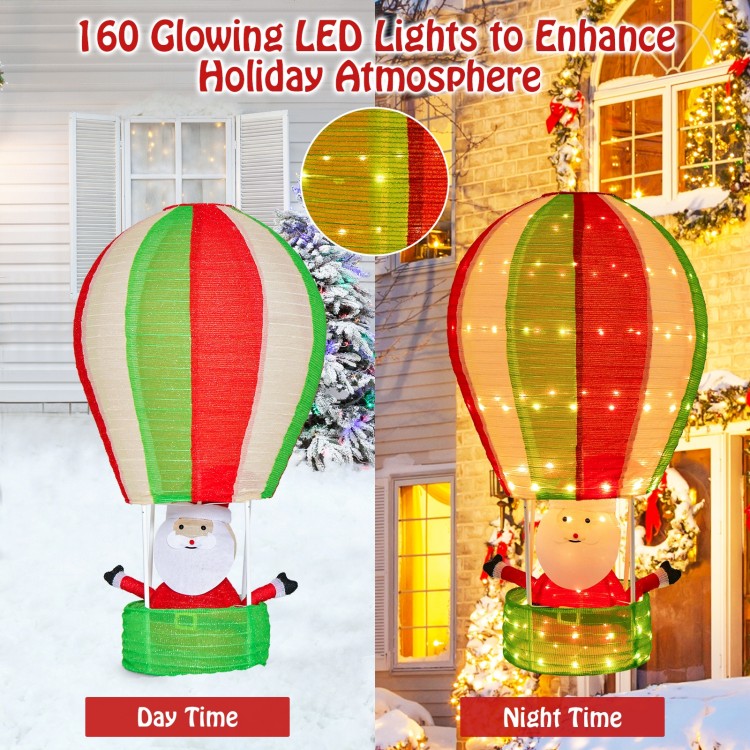 4.5 feet Santa Claus in a hot air balloon with 160 glowing LED lights, perfect for festive lawn and porch decoration.