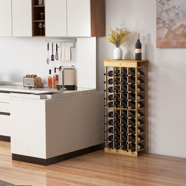 40-bottle modular wine rack made of durable pine wood, featuring 10 tiers for organized storage in the kitchen or.