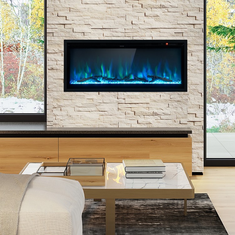 Electric Fireplace in-Wall Recessed with Remote Control and Adjustable Color and Brightness - Gallery View 2 of 9