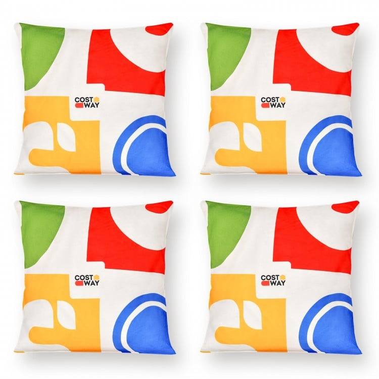 Colorful 18 x 18 inch square throw pillows with removable velvet covers for couch or bed comfort and easy cleaning.