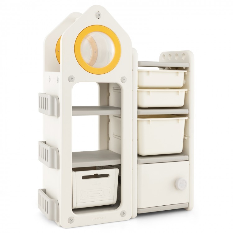 Multipurpose Toy Chest and Bookshelf with Mobile Trolley for Bedroom - Gallery View 1 of 10