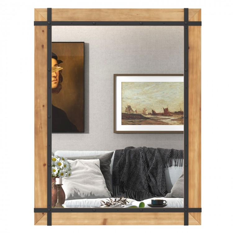 30 x 40 Inch Wall Mounted Mirror with Fir Wood Frame - Gallery View 1 of 9