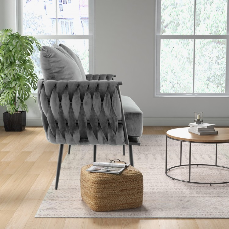 Modern Loveseat Sofa Upholstered Dutch Velvet Sofa Couch - Gallery View 3 of 10