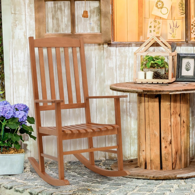 Eucalyptus Wood Rocker Chair with Stable and Safe Rocking Base for Garden - Gallery View 1 of 9