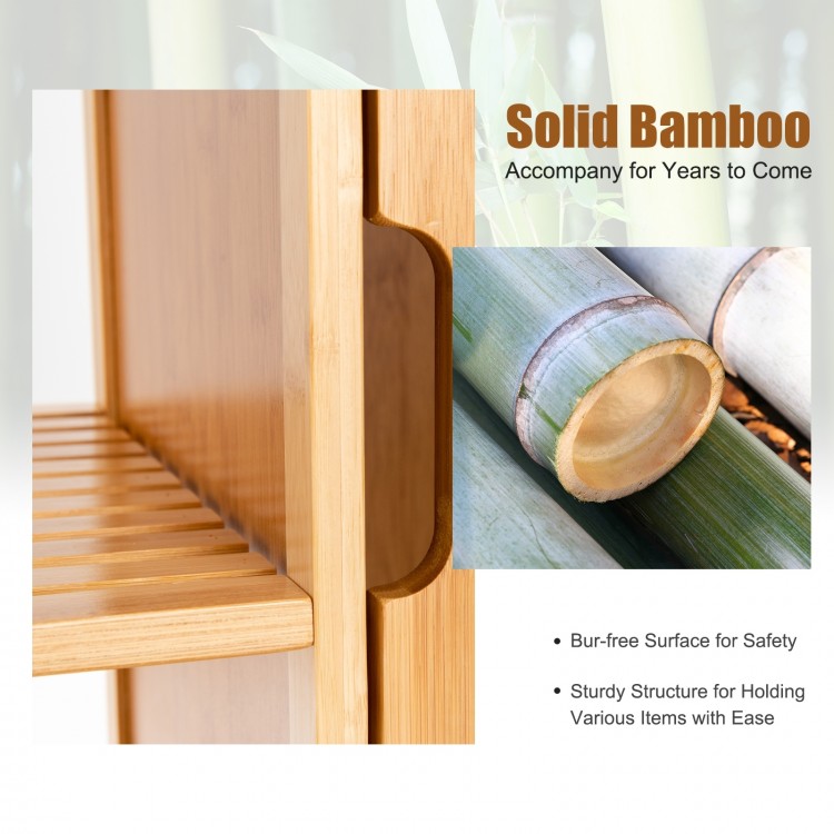 Bamboo bathroom storage cabinet with single door, featuring sturdy shelves and a smooth, waterproof surface for easy.