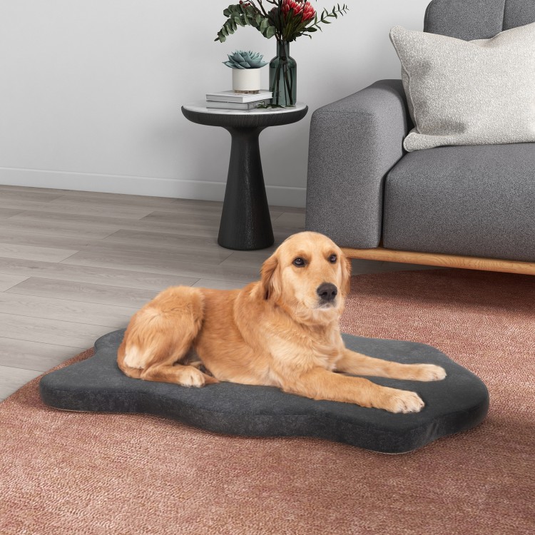 Orthopedic dog bed in gray with memory foam support, designed for large dogs, providing comfort and stability.