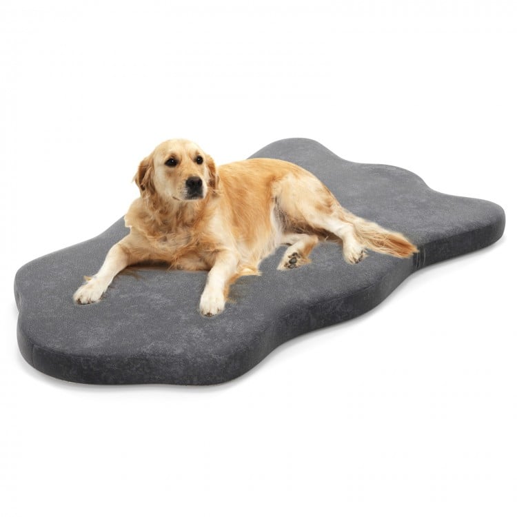 Orthopedic dog bed in gray with memory foam support, designed for large dogs, featuring a waterproof cover and non-slip.