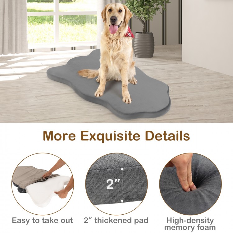 Orthopedic dog bed in gray with 2" thick memory foam support, ideal for large dogs, featuring a waterproof cover.