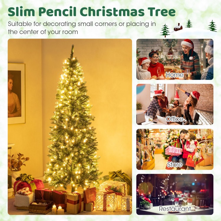 6-foot pre-lit artificial Christmas tree with 618 snowy branch tips, perfect for festive home or office decor.