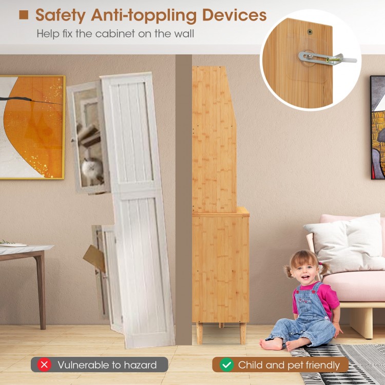 Safety anti-toppling device for the 69 Inch Wine Bar Kitchen Cabinet, ensuring stability and child-friendly use.
