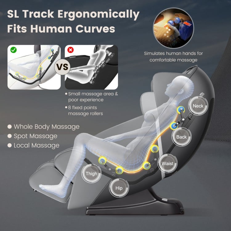 Provox 27-Comfort 2D Full Body Massage Chair in gray, showcasing SL track design for ergonomic whole body massage.