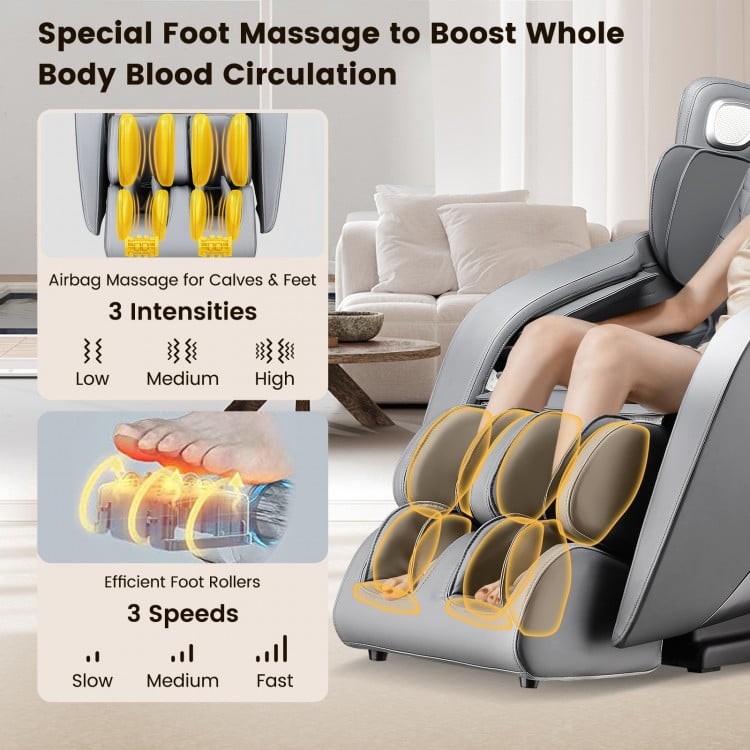 Foot massage feature of the Provox 27-Comfort chair, showcasing airbag massage and adjustable intensity settings.