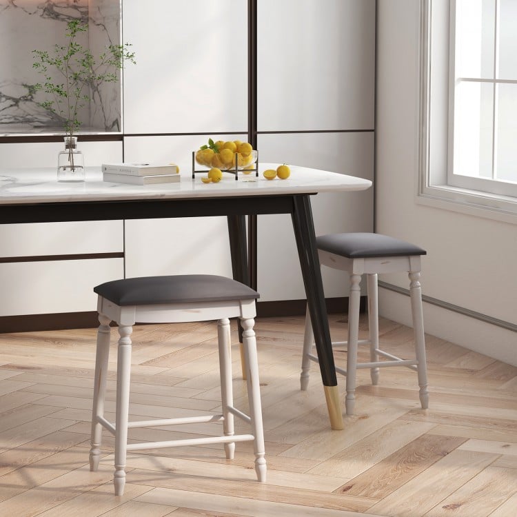 24-inch bar stool set of 2 with padded seats and wood legs, perfect for kitchen or dining room use.