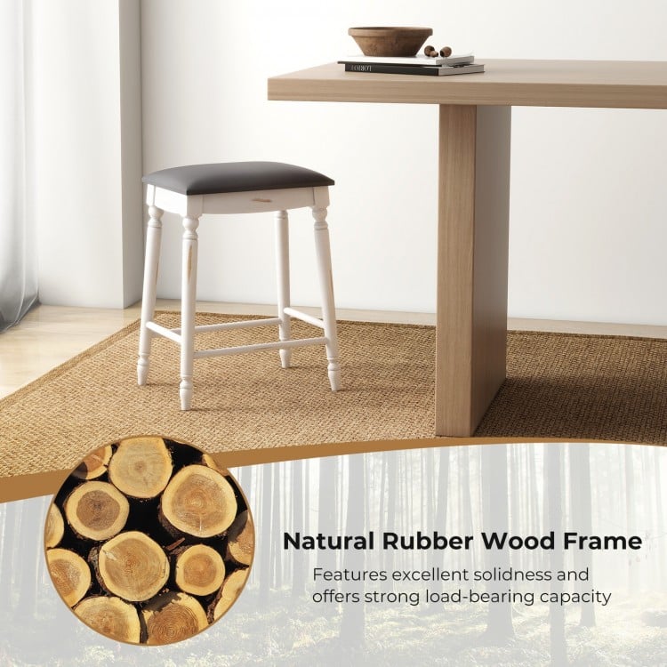 24-inch bar stool with padded seat cushion and durable rubber wood legs, perfect for kitchen or dining room use.