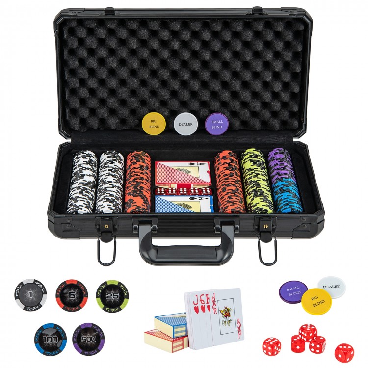 300 Pieces 14 Gram Clay Poker Chips with Aluminum Case - Gallery View 1 of 10