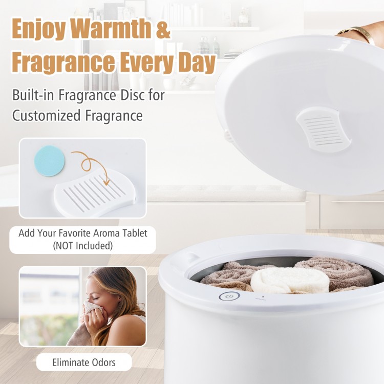 20L hot towel bucket in white with quick heating, built-in fragrance disc, and easy grip handle for convenient use.