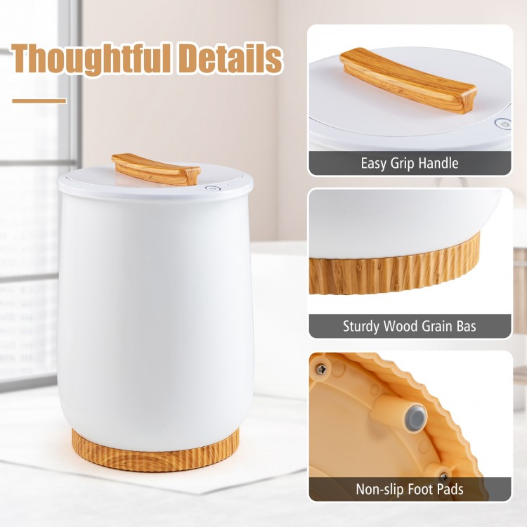 20L hot towel bucket in white with bamboo handle, non-slip base, and easy grip for quick heating and safety features.