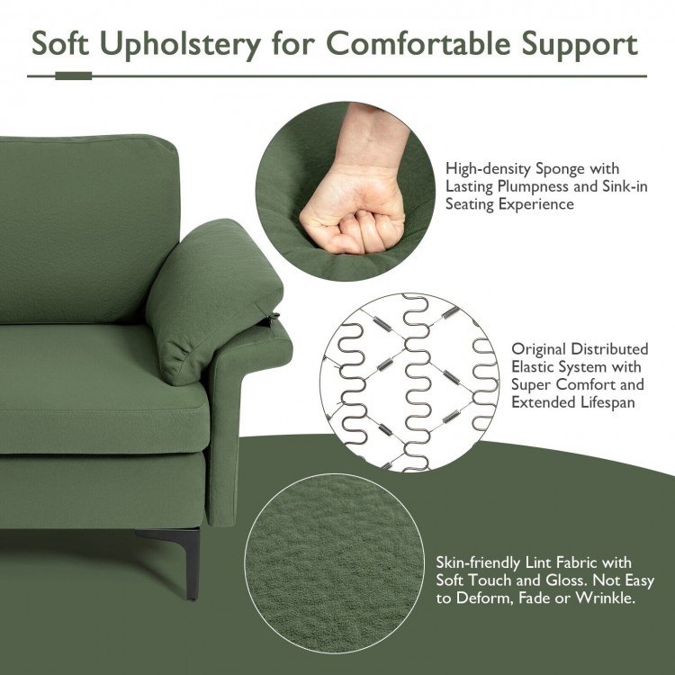 L-shaped sectional sofa in army green with reversible chaise, high-density sponge upholstery, and hidden storage for.