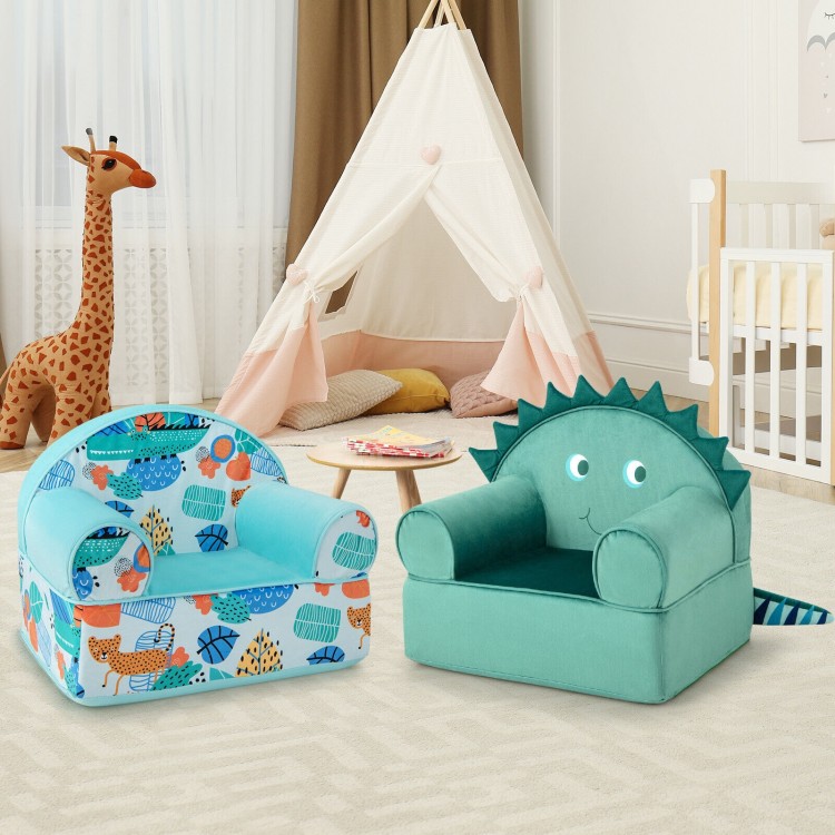 Kids armchairs in blue with plush velvet covers and soft sponge filling, perfect for reading and playing in a child's.