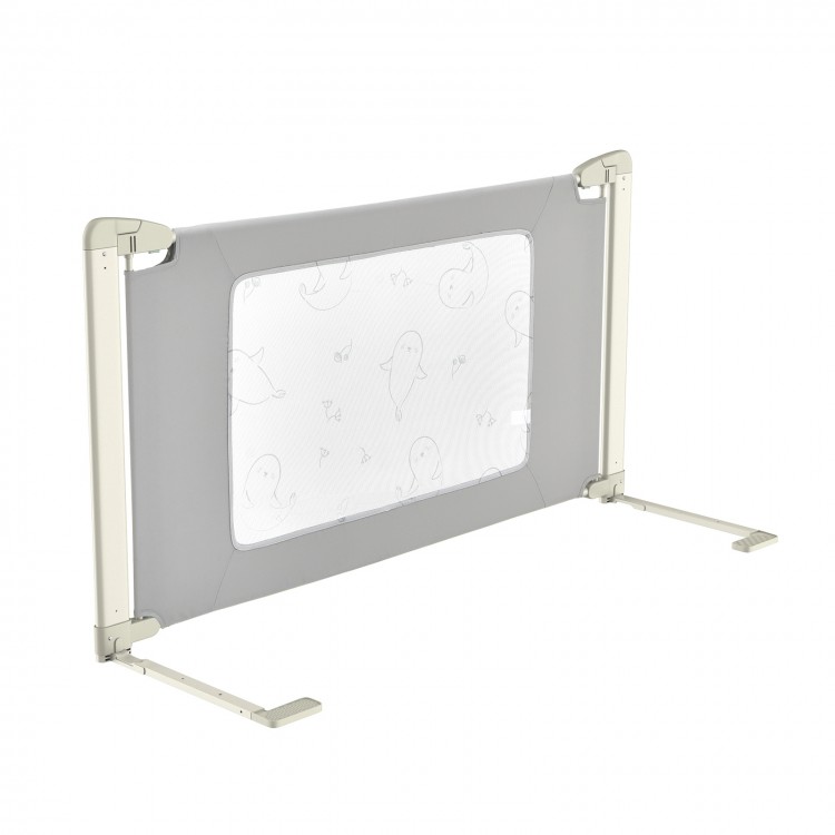 Bed rail guard for toddlers with mesh cloth featuring cute patterns, ensuring ventilation and safety during sleep.