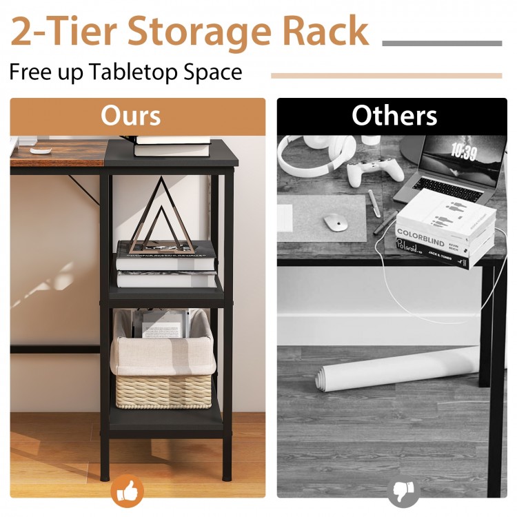 Modern industrial style 2-tier storage rack in brown, featuring robust metal construction for ample storage and.