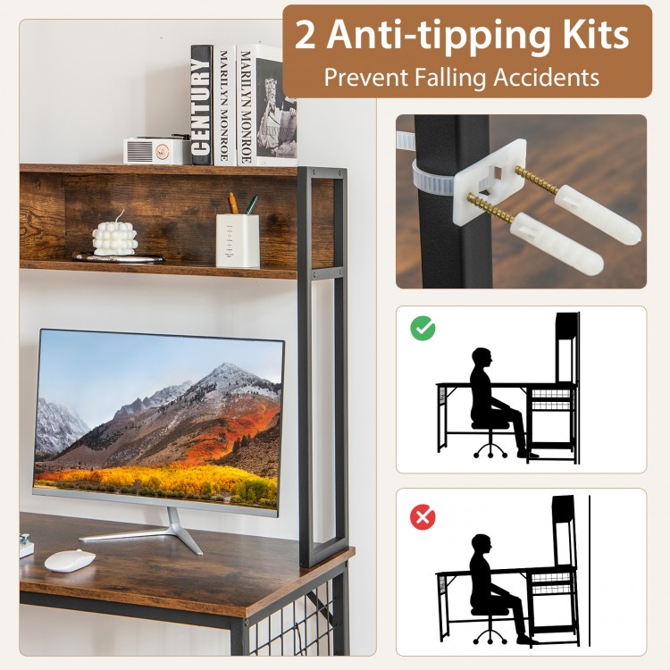 L-shaped Desk with Power Outlet Hutch - Gallery View 10 of 11