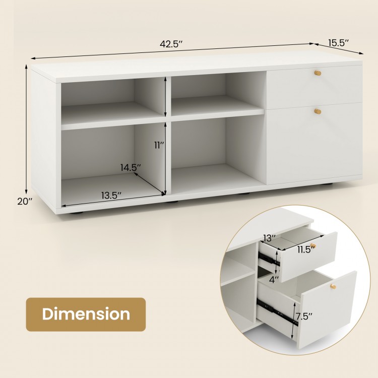 Storage Cabinet TV Console Cabinet with 2 Drawers and 4 Cubes for Entryway Living Room - Gallery View 5 of 10