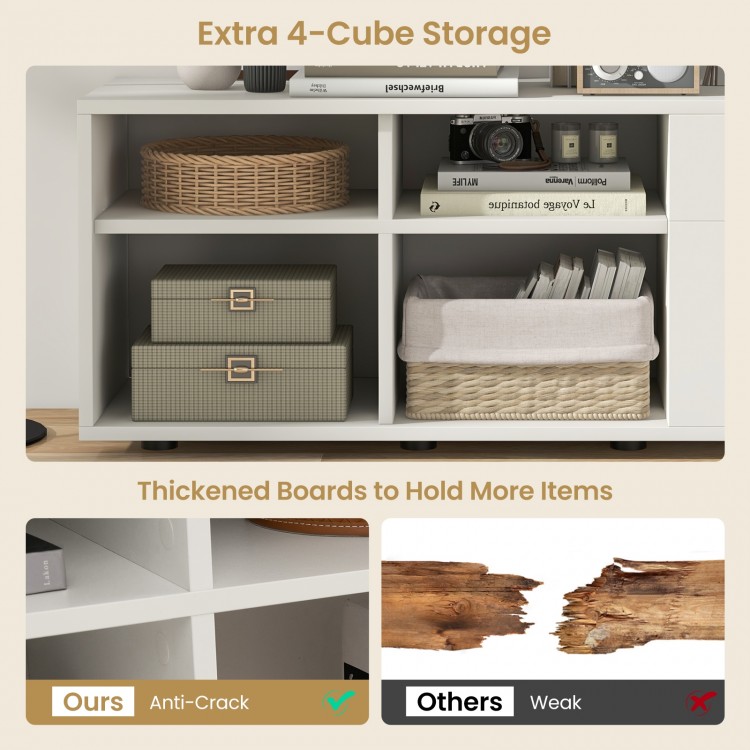 Storage cabinet with 2 drawers and 4 cubes, featuring thickened boards for stability, ideal for entryway or living room.