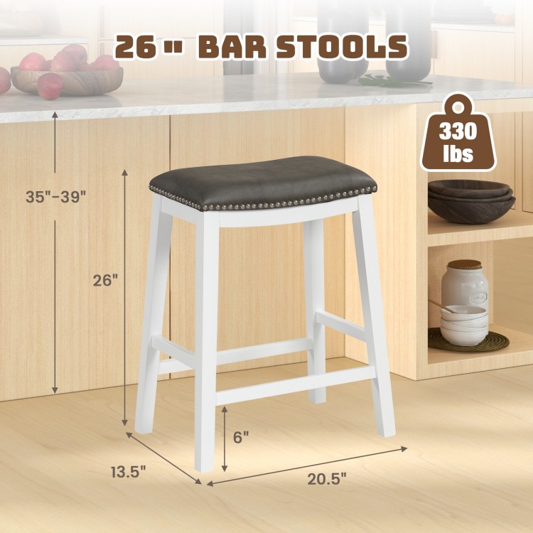 26 Inch Counter Height Bar Stool Set of 2 with Upholstered Seat - Gallery View 4 of 9