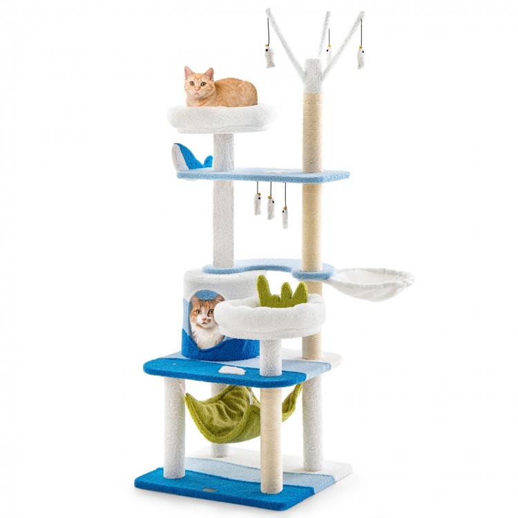 Multi-level Cat Tower with Sisal Covered Scratching Posts - Gallery View 1 of 10