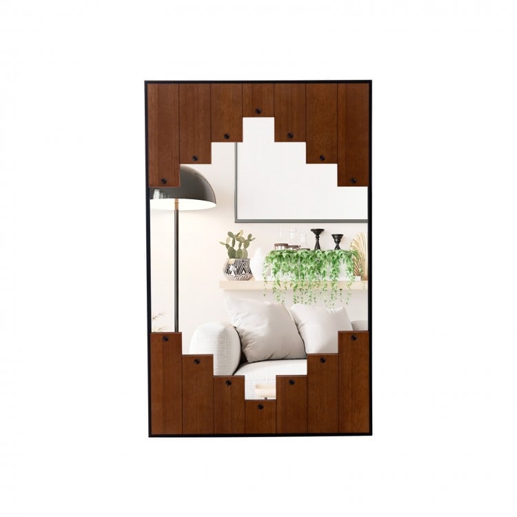 Decorative rectangle wall mirror with piano key-shaped frame, 37.5"x26.5", enhances light and adds elegance to any room.