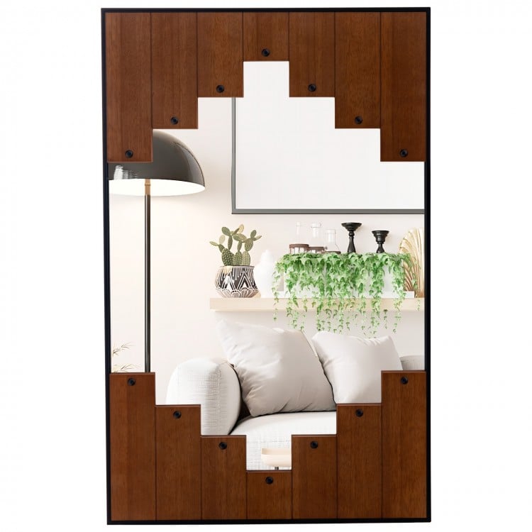Decorative rectangle wall mirror with piano key-shaped frame in black, enhancing light and style for various indoor.