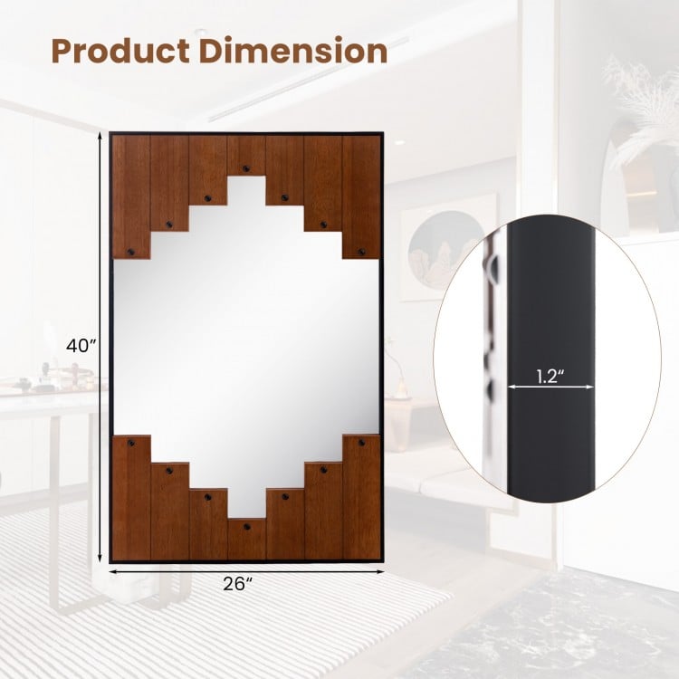 Decorative rectangle wall mirror with piano key-shaped frame, 37.5"x26.5", ideal for enhancing indoor spaces.