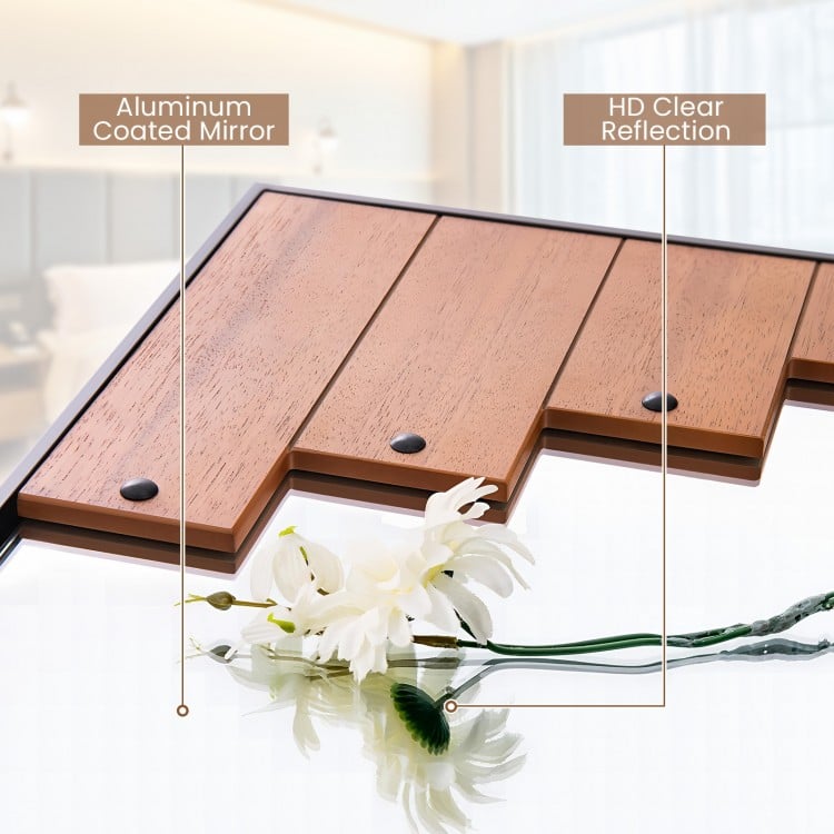Decorative rectangle wall mirror with piano key-shaped frame, featuring HD clear reflection and rustproof black metal.