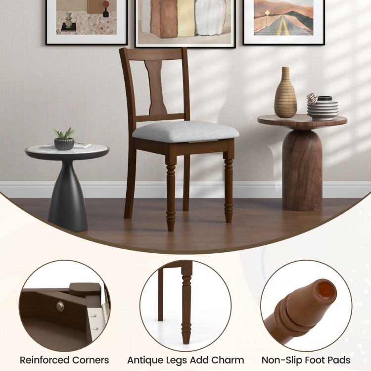 Brown kitchen dining chair with linen fabric, curved backrest, and flip-up seat for storage, featuring antique acacia.