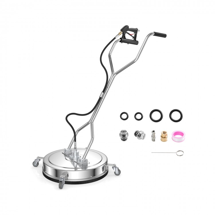 20-inch pressure washer surface cleaner attachment with stainless steel housing and adjustable handles for efficient.