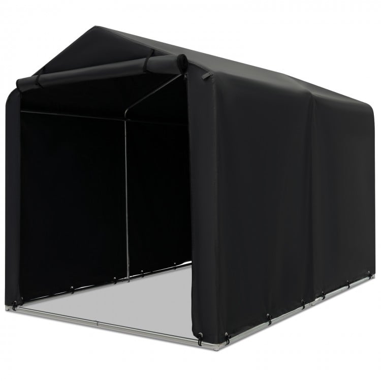 Large 7 x 5.2FT outdoor bike tent with waterproof cover, zipper door, and sturdy metal frame for secure storage.