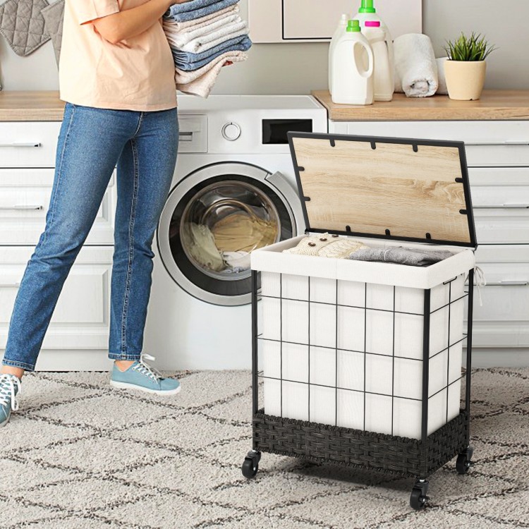 Laundry Hamper with Lid and Lockable Wheels - Gallery View 1 of 9