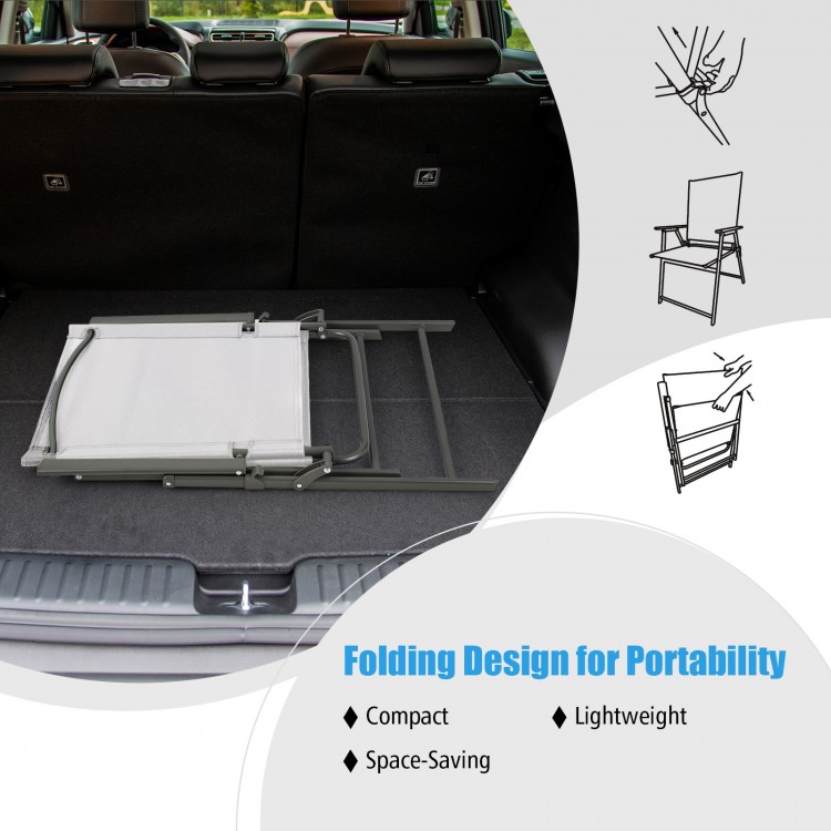 Folding patio chair set with rustproof metal frame, compact design for easy storage and portability, ideal for outdoor.