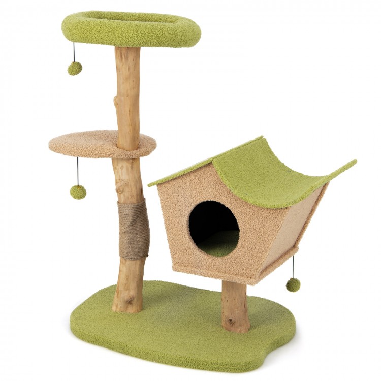 43 Inch Wooden Cat Tree with Padded Top Perch - Gallery View 1 of 9