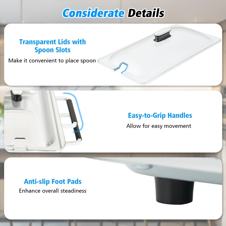 Transparent lid with spoon slot for the 2 in 1 electric warming tray, featuring easy-to-grip handles for convenient use.
