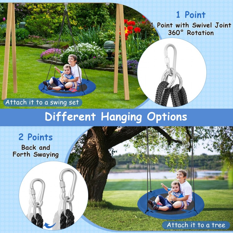 40-Inch Whale Saucer Tree Swing with Adjustable Ropes