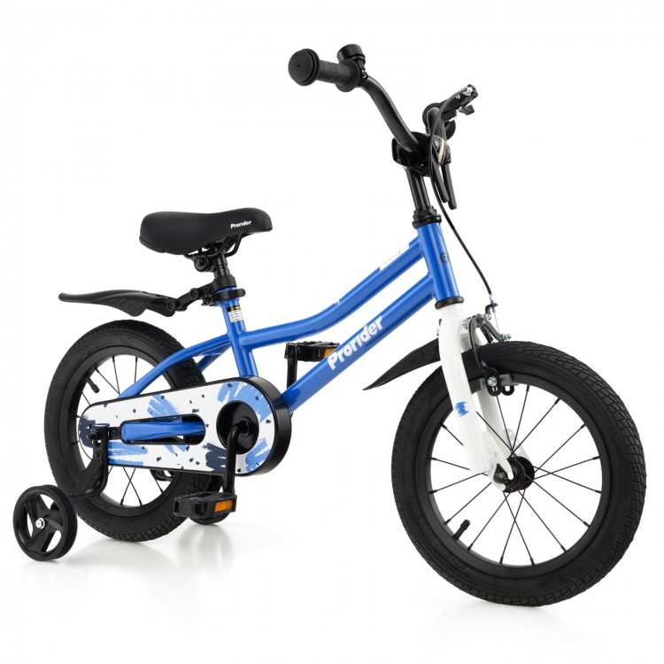 14 Inch Kids Bike with 2 Training Wheels for 3-5 Years Old - Costway