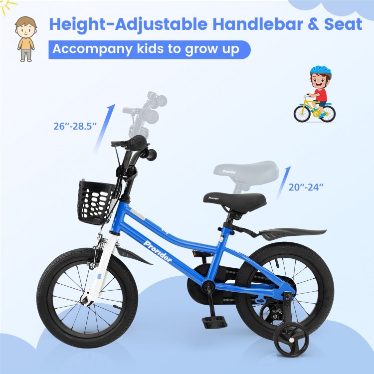 14 Inch Kids Bike with 2 Training Wheels for 3-5 Years Old - Costway