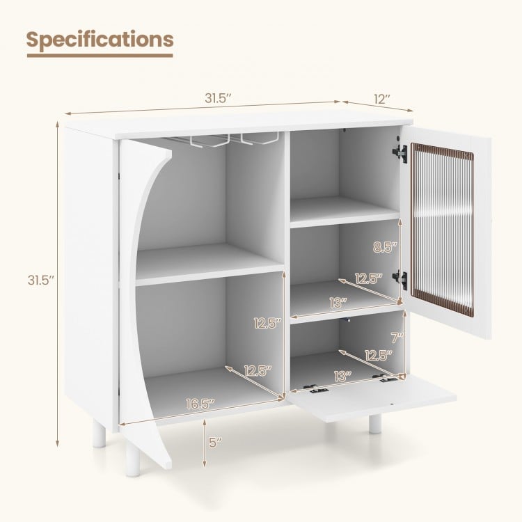 Kitchen sideboard with glasses holder, white, featuring ample storage and a modern design for dining or living room use.