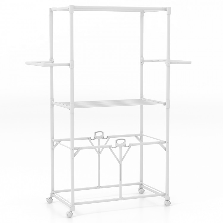 68.5 Inches Foldable Aluminum Laundry Rack with Hanging Rods and Drying Shelves - Gallery View 1 of 10